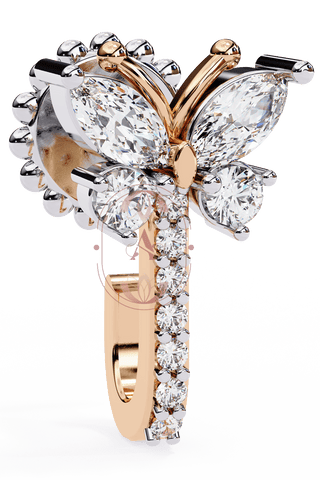 Silver nose pin with pear cut  butterfly